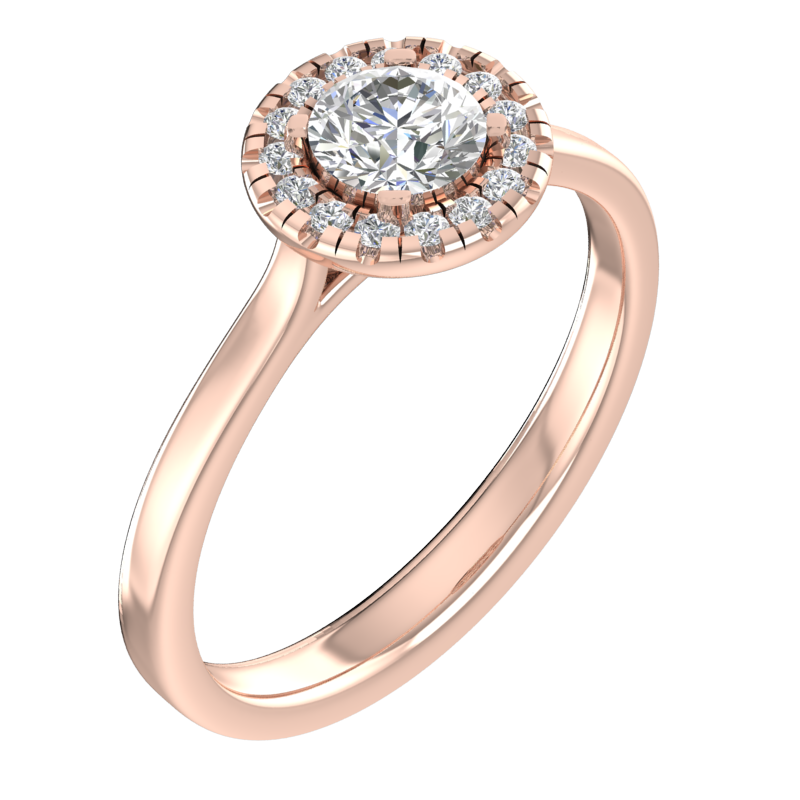 Round Halo Solitaire Ring with Smooth Shank – 3D Model