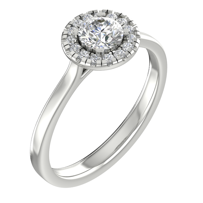 Round Halo Solitaire Ring with Smooth Shank – 3D Model