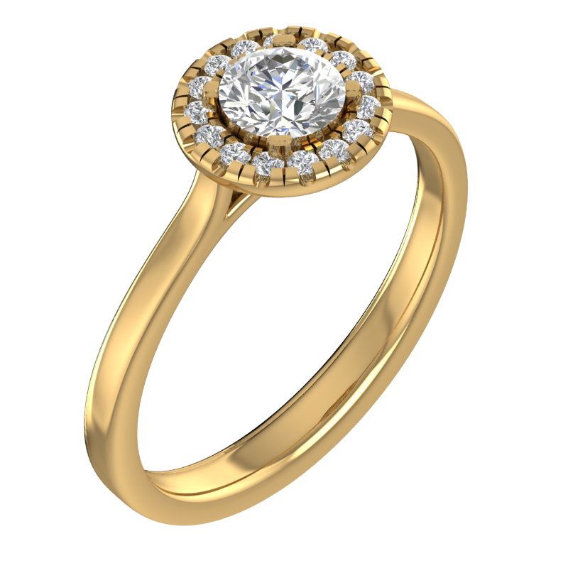 Round Halo Solitaire Ring with Smooth Shank – 3D Model