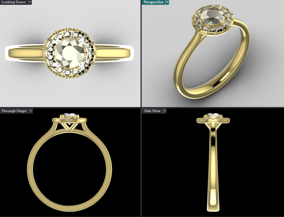 Round Halo Solitaire Ring with Smooth Shank – 3D Model