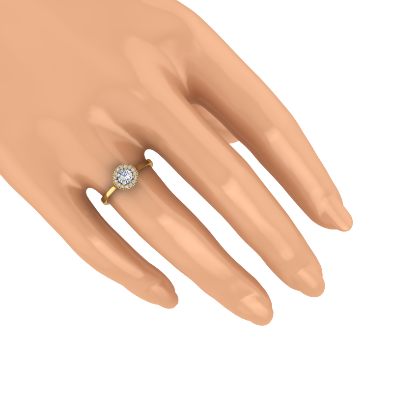 Round Halo Solitaire Ring with Smooth Shank – 3D Model