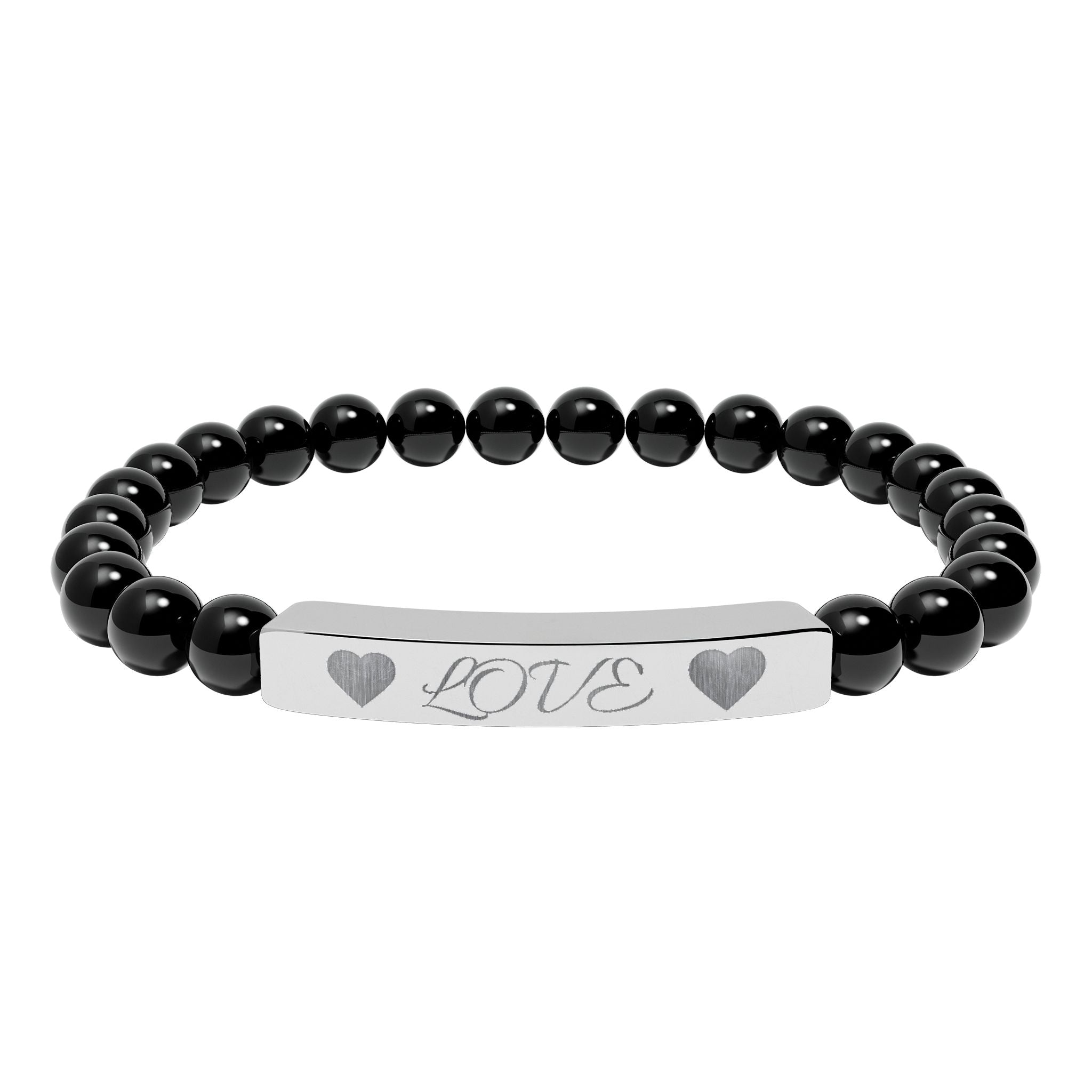 Engraved 'LOVE' Natural Stone Stretch Bar Bracelet