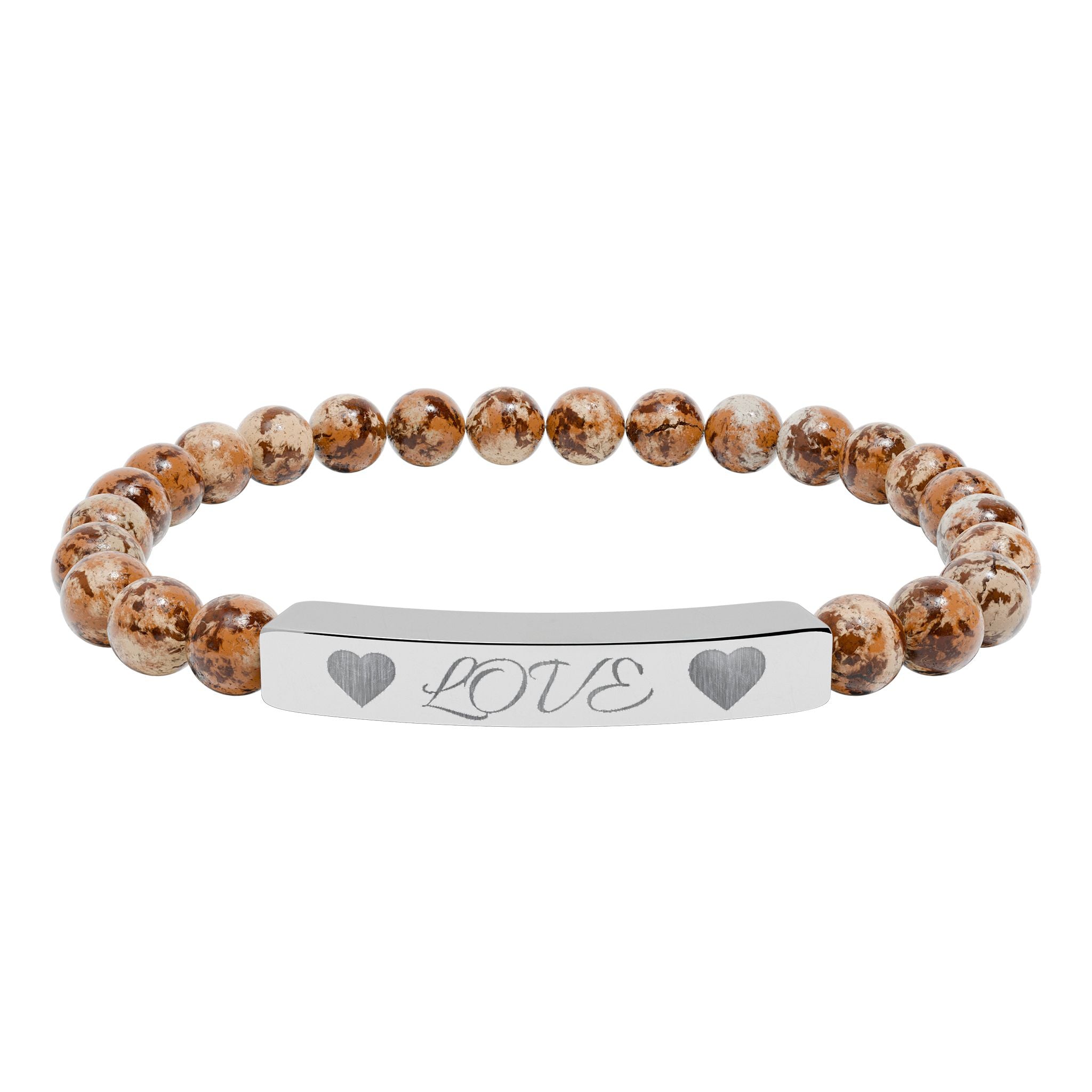 Engraved 'LOVE' Natural Stone Stretch Bar Bracelet