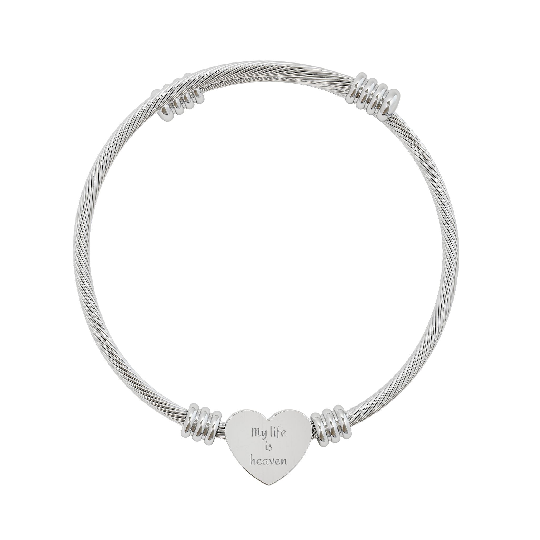 Engravable Heart Cuff Bracelet -  My life is heaven