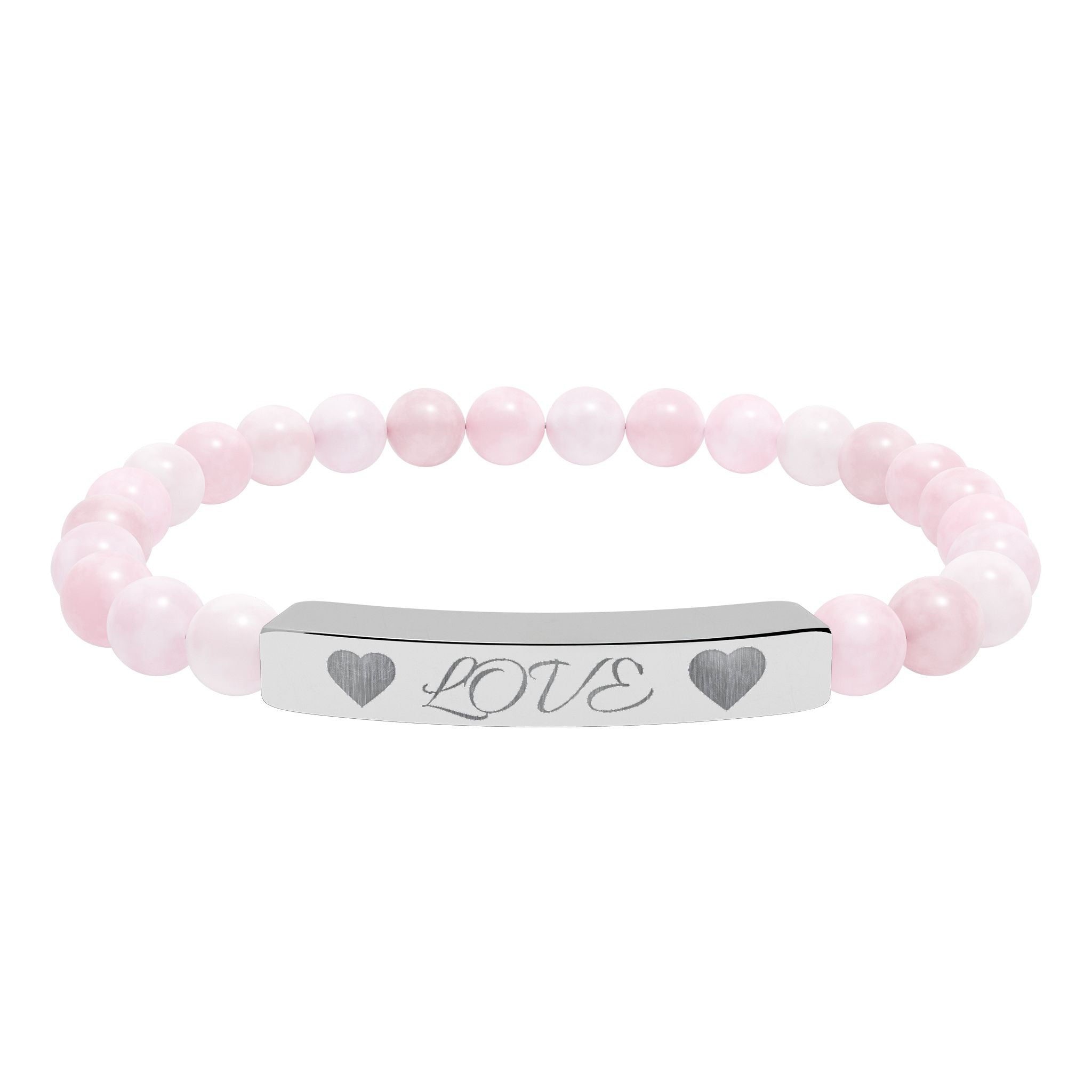 Engraved 'LOVE' Natural Stone Stretch Bar Bracelet