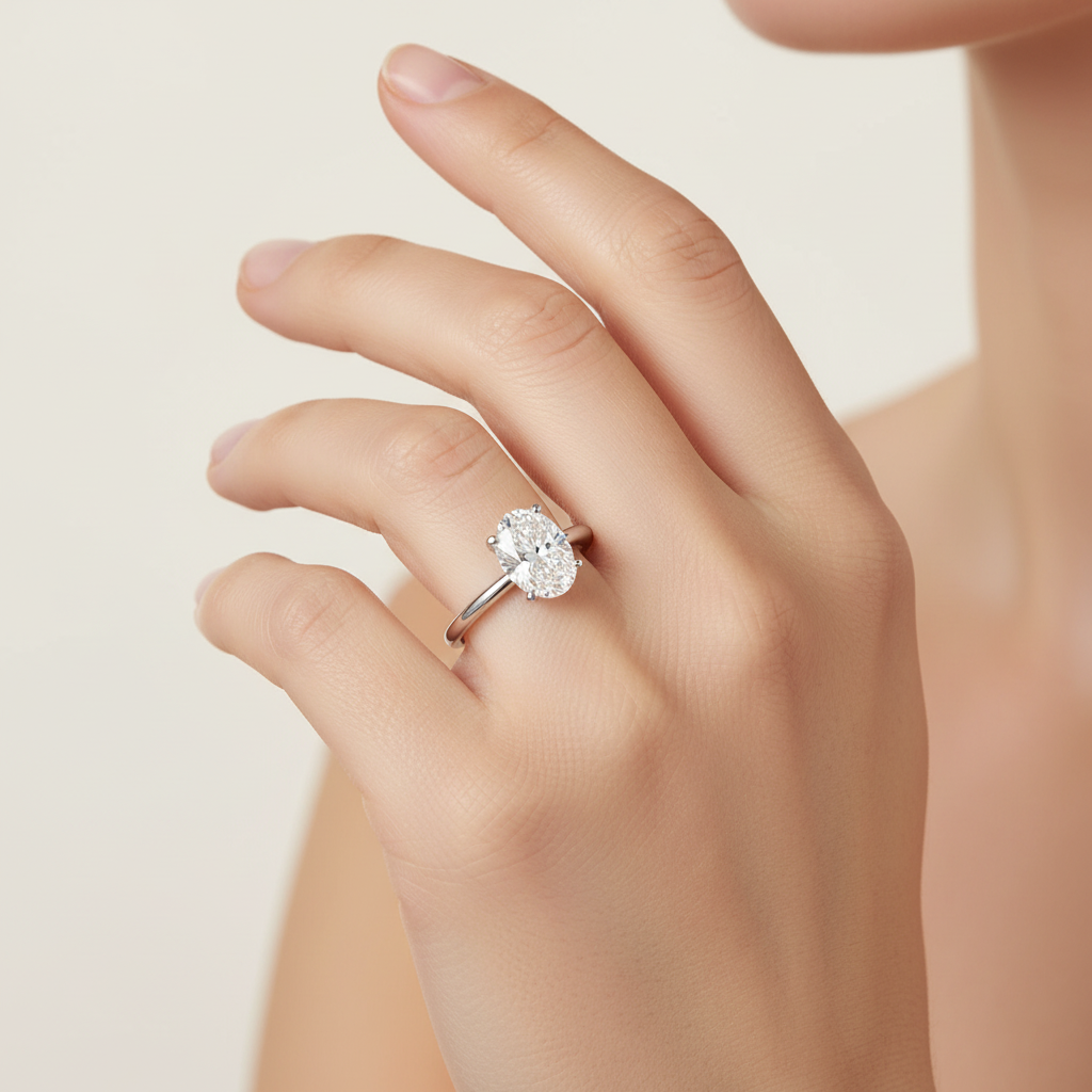 1 1/2 CTW Oval Lab Grown Diamond Solitaire Engagement Ring 14K White