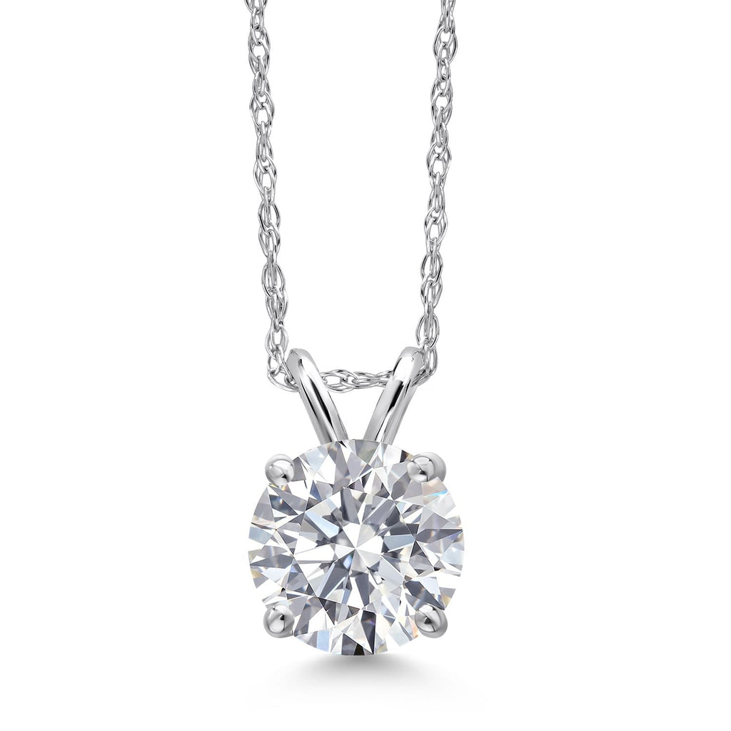 1.50 Ctw Round Lab Grown Diamond Pendant Necklace in 14K Gold – F