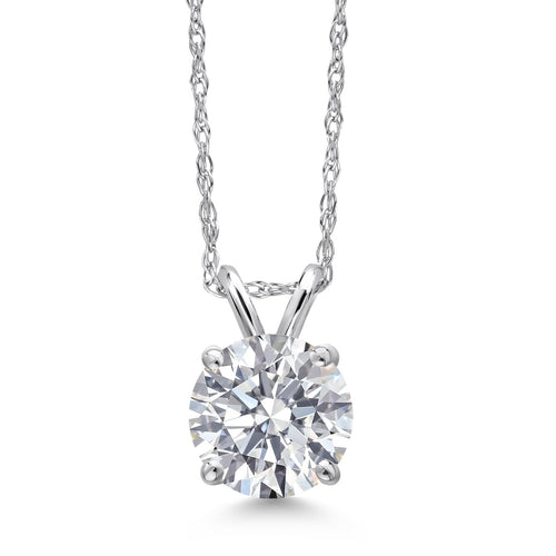 1.50 Ctw Round Lab Grown Diamond Pendant Necklace in 14K Gold – F