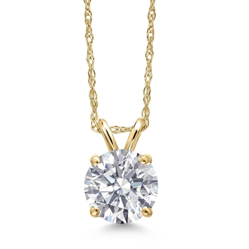 1.50 Ctw Round Lab Grown Diamond Pendant Necklace in 14K Gold – F