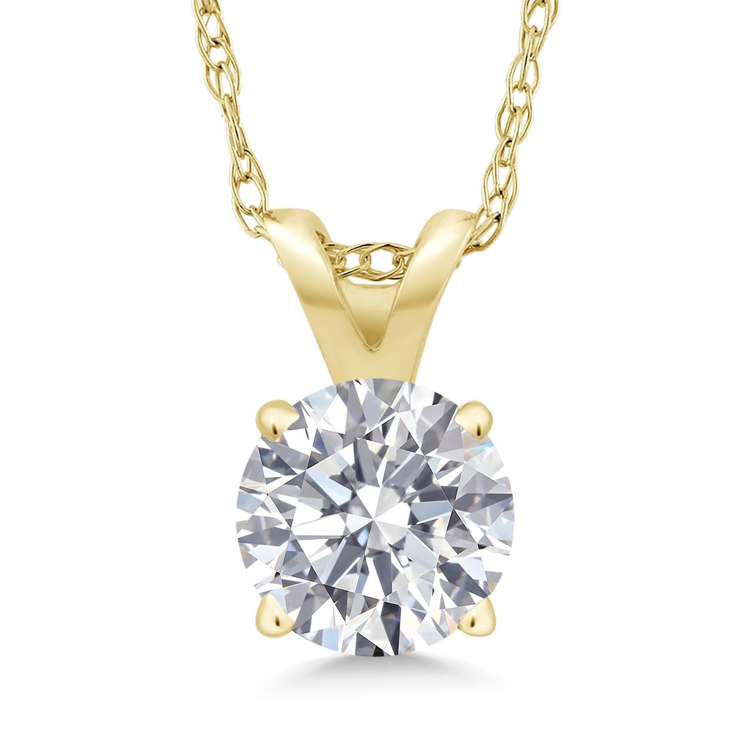 1.50 Ctw Round Lab Grown Diamond Pendant Necklace in 14K Gold – F