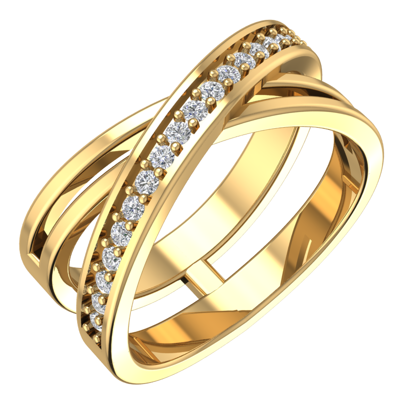 Silver Crossover Ring with Pavé Cubic Zirconia | BY GALYA
