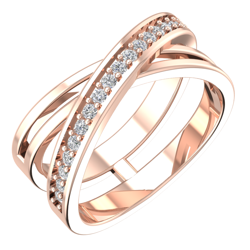 Silver Crossover Ring with Pavé Cubic Zirconia | BY GALYA