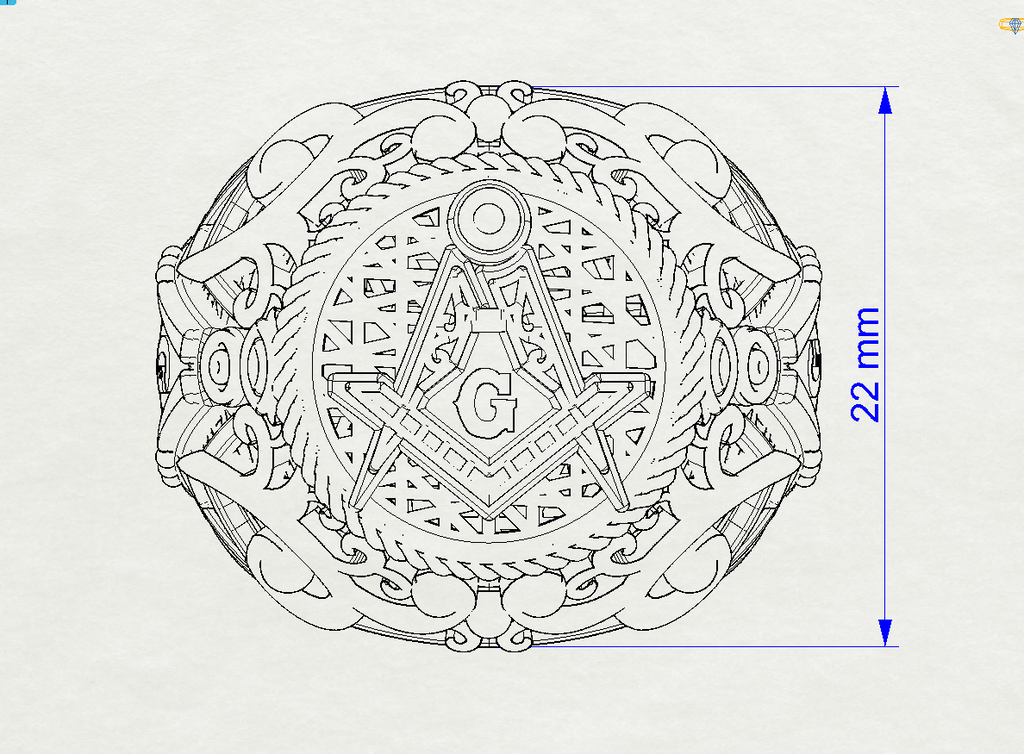 Masonic Ring   - Breathable Lattice Structure  BY GALYA