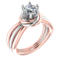 Silver Solitaire Ring with Rose Gold Plating & CZ