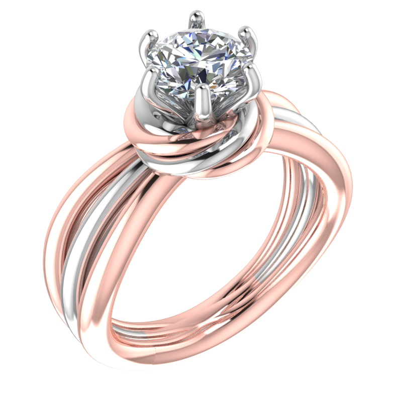 Silver Solitaire Ring with Rose Gold Plating & CZ