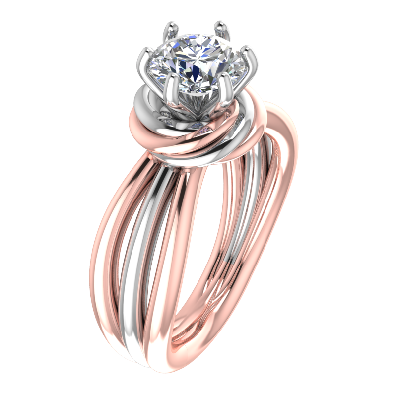 Silver Solitaire Ring with Rose Gold Plating & CZ