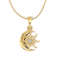 Silver Sun & Moon Pendant Necklace with Gold Plating