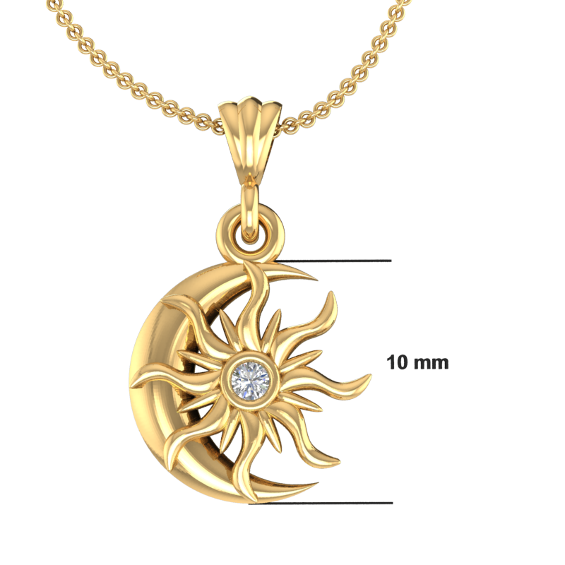 Silver Sun & Moon Pendant Necklace with Gold Plating