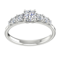 Silver Seven-Stone Engagement Ring with Cubic Zirconia