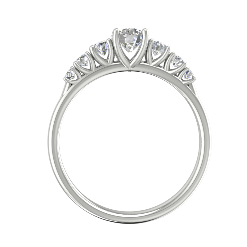 Silver Seven-Stone Engagement Ring with Cubic Zirconia