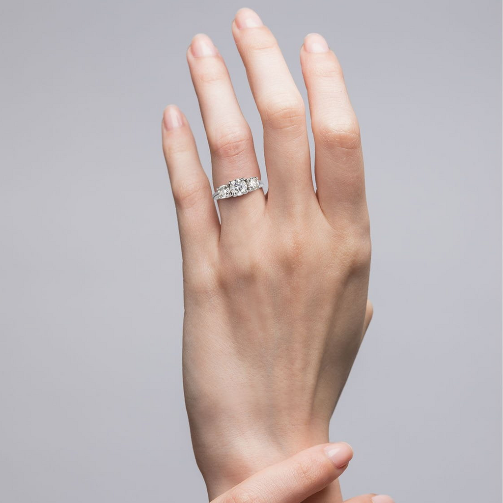 3 CTW AGI Certified Lab Grown Diamond (G-VS) Three Stone Engagement