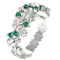 Silver Lucky Clover Eternity Ring with Green Zirconia