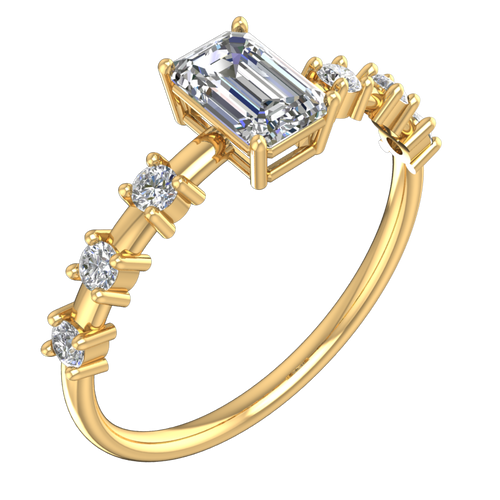 Emerald-Cut Center Ring with Round Accents – 3D Model
