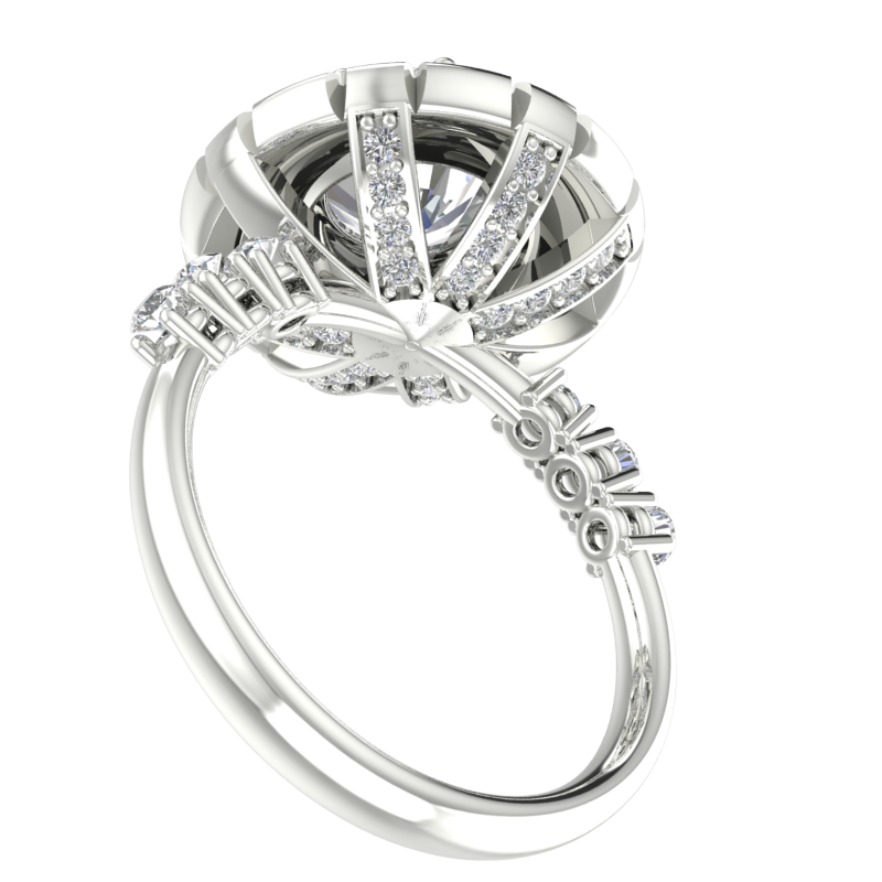 Silver Halo Engagement Ring with Cubic Zirconia