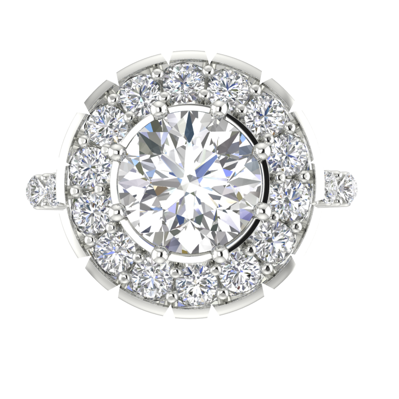 Silver Halo Engagement Ring with Cubic Zirconia