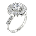 Silver Halo Engagement Ring with Cubic Zirconia