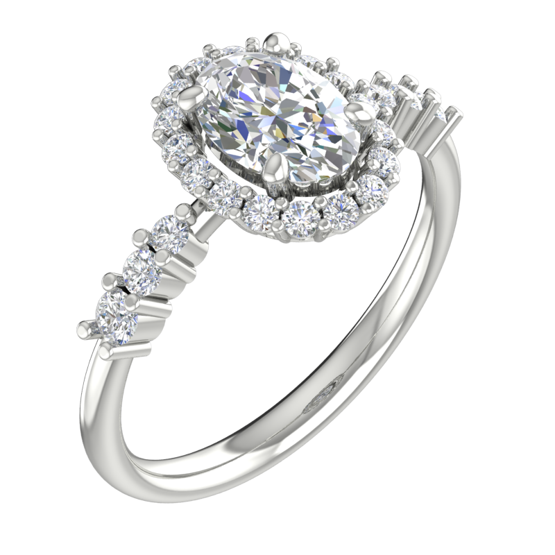 Oval Halo Ring with Graduated Side Stones – 3D Model