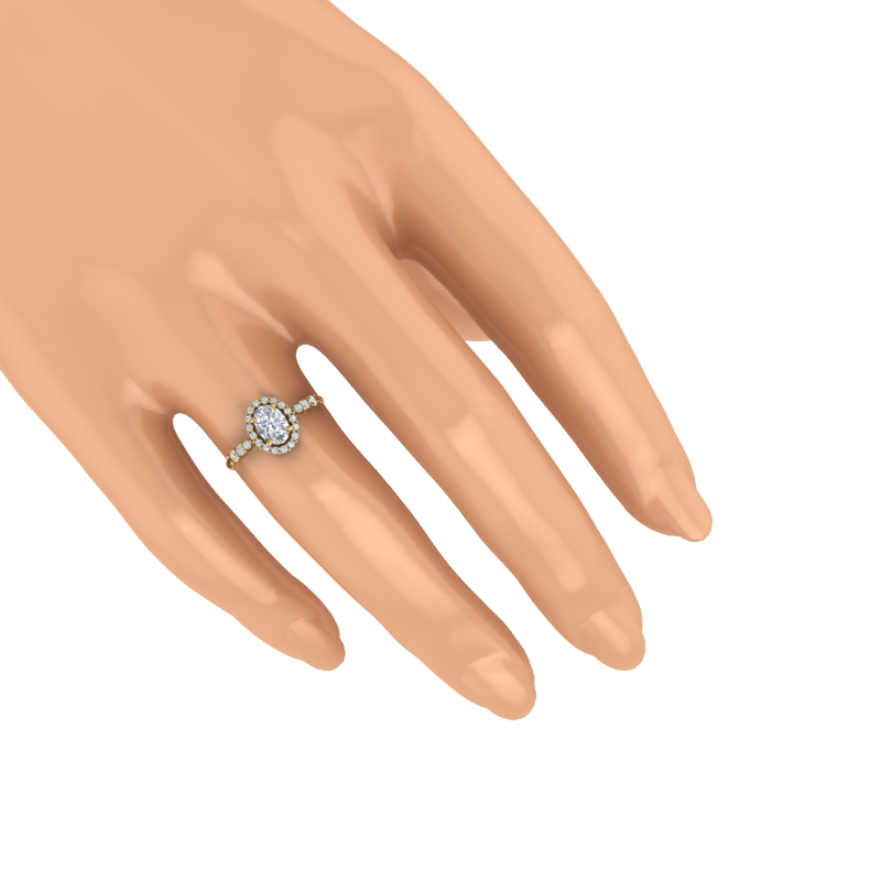 Oval Halo Ring with Graduated Side Stones – 3D Model