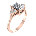 Emerald-Cut Ring with Clustered Round Sides – 3D Model