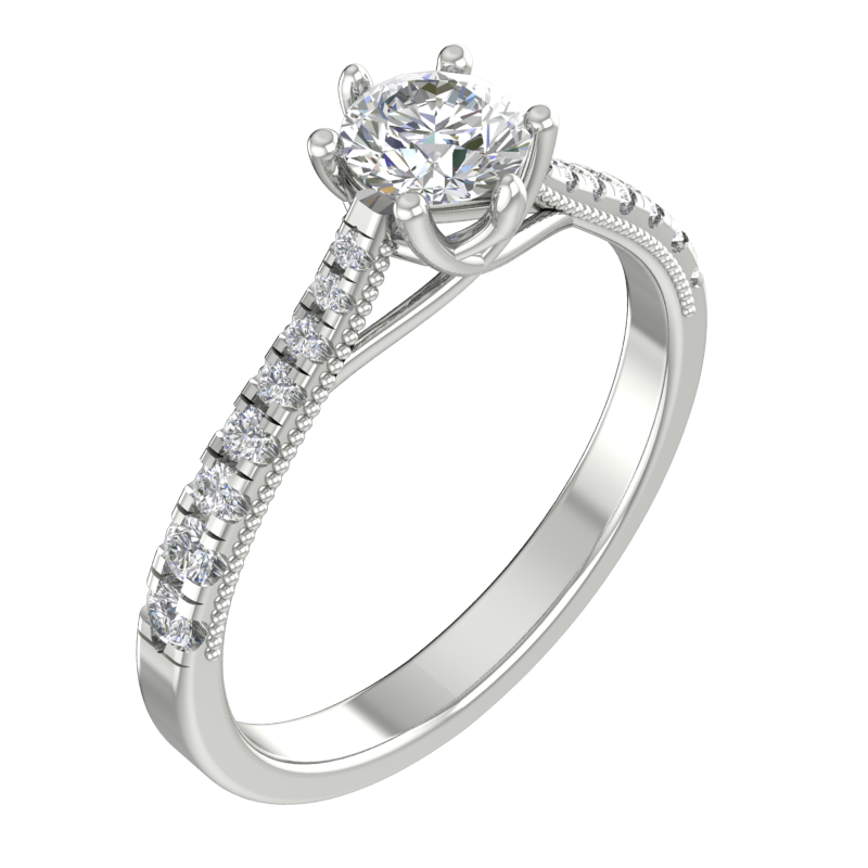Graduated Round-Stone Shoulder Ring – 3D Model