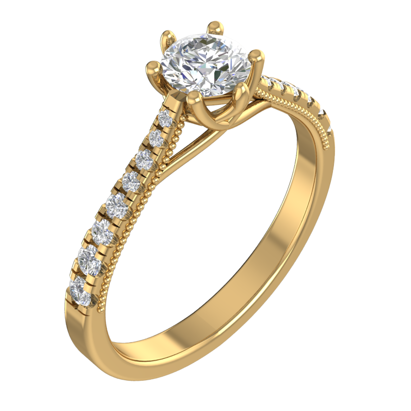 Graduated Round-Stone Shoulder Ring – 3D Model