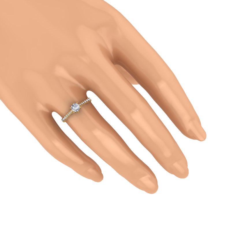 Graduated Round-Stone Shoulder Ring – 3D Model