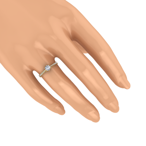 Graduated Round-Stone Shoulder Ring – 3D Model