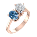 Asymmetric Pear and Oval Two-Stone Ring – 3D Model
