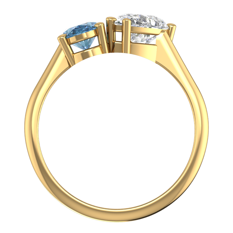 Asymmetric Pear and Oval Two-Stone Ring – 3D Model