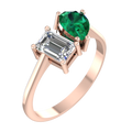 Pear and Emerald-Cut Two-Stone Ring – 3D Model