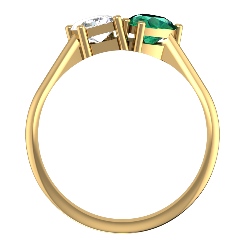 Pear and Emerald-Cut Two-Stone Ring – 3D Model