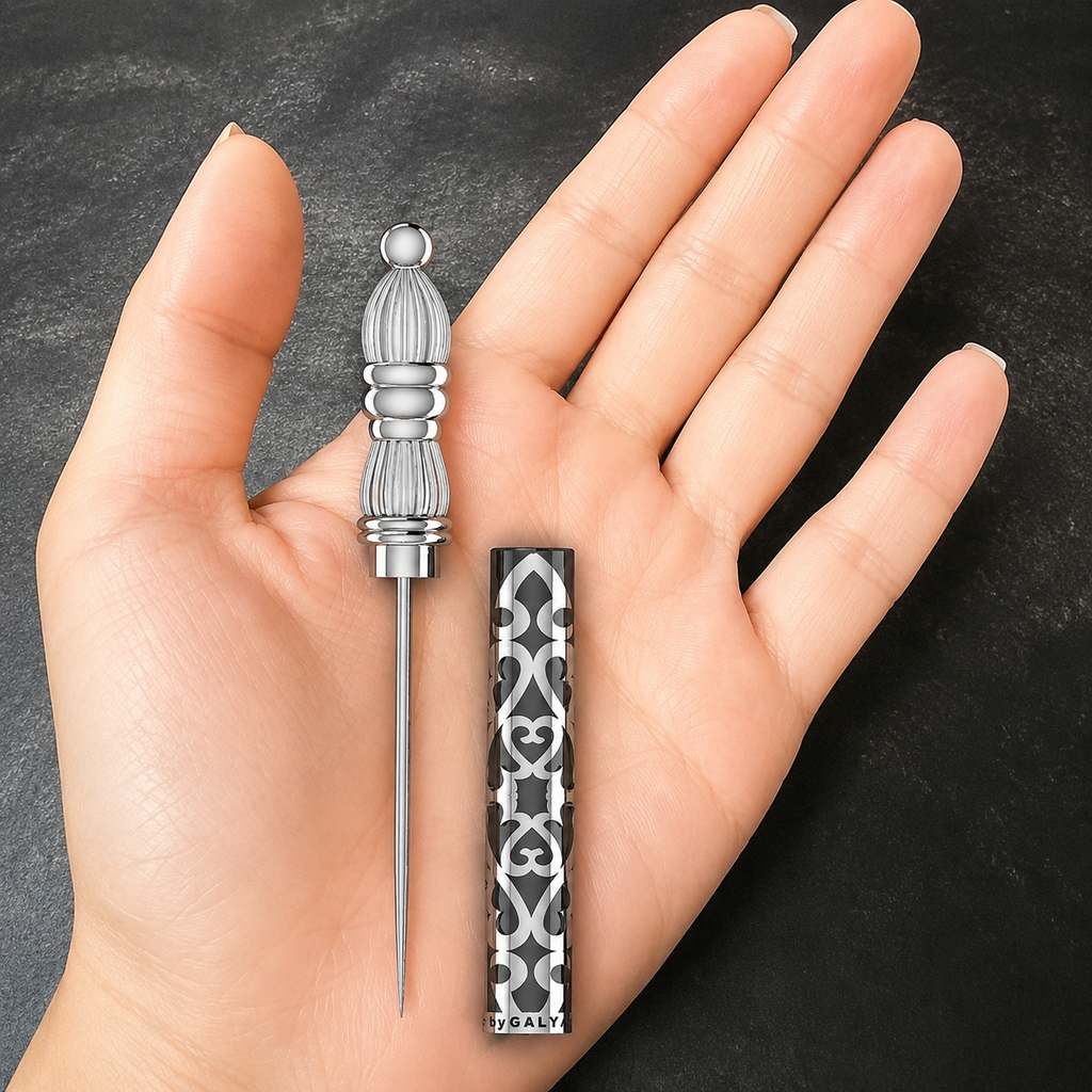 Sterling Silver Cigar Pin — Floral Filigree Case | Handcrafted 925 Silver Cigar Draw Tool & Nubber | BY GALYA