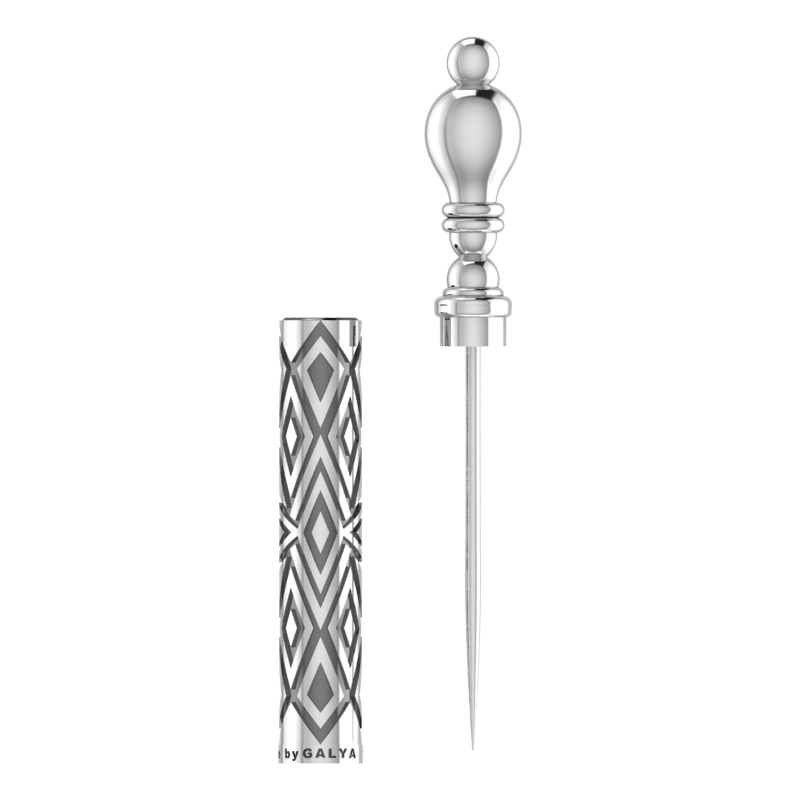 Sterling Silver Cigar Pin — Diamond Lattice Case | Handcrafted 925 Silver Cigar Draw Tool & Nubber | BY GALYA