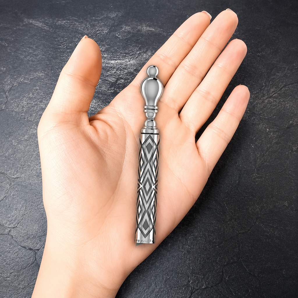 Sterling Silver Cigar Pin — Diamond Lattice Case | Handcrafted 925 Silver Cigar Draw Tool & Nubber | BY GALYA