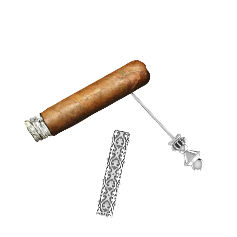 Luxury Sterling Silver Cigar Pin with Filigree Case 925 BY GALYA