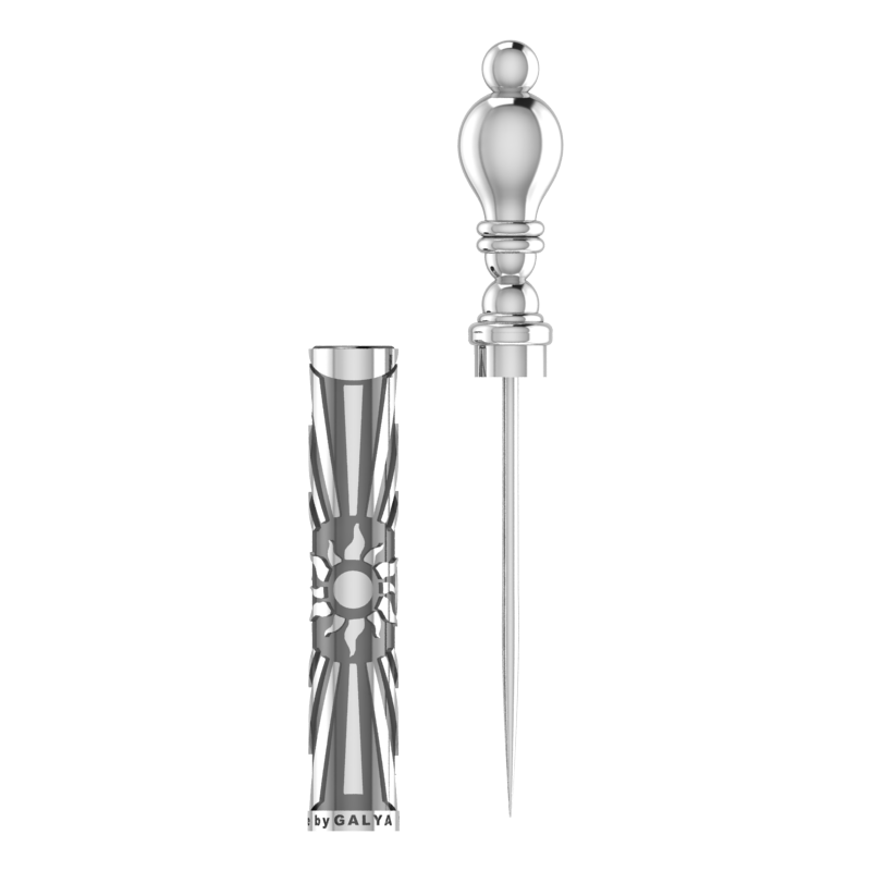 Sterling Silver Cigar Pin — Sun & Moon Filigree Case | Handcrafted 925 Silver Cigar Draw Tool & Nubber | BY GALYA
