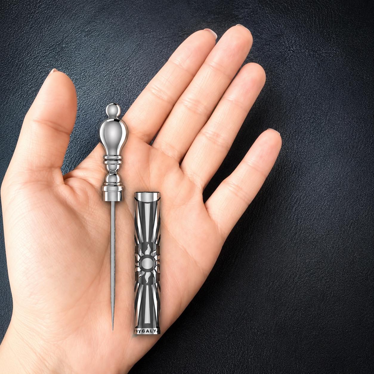 Sterling Silver Cigar Pin — Sun & Moon Filigree Case | Handcrafted 925 Silver Cigar Draw Tool & Nubber | BY GALYA