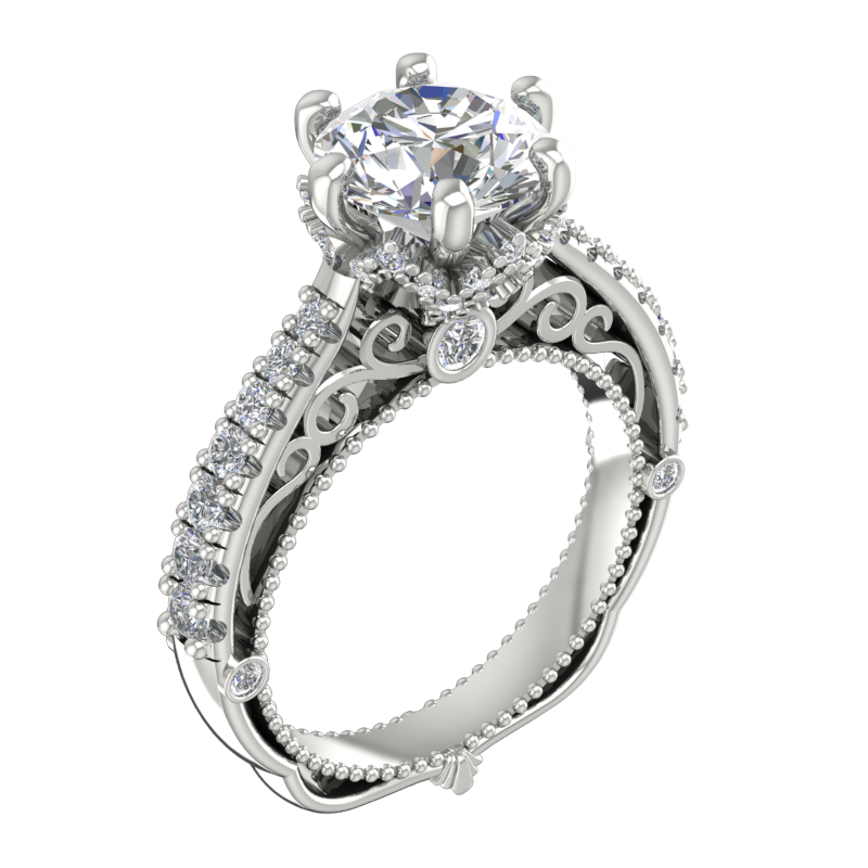 Silver Ring with 7.50mm Center Stone – Victorian Style