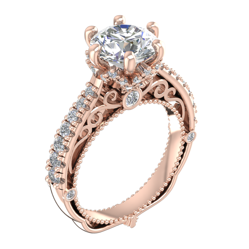 Silver Ring with 7.50mm Center Stone – Victorian Style