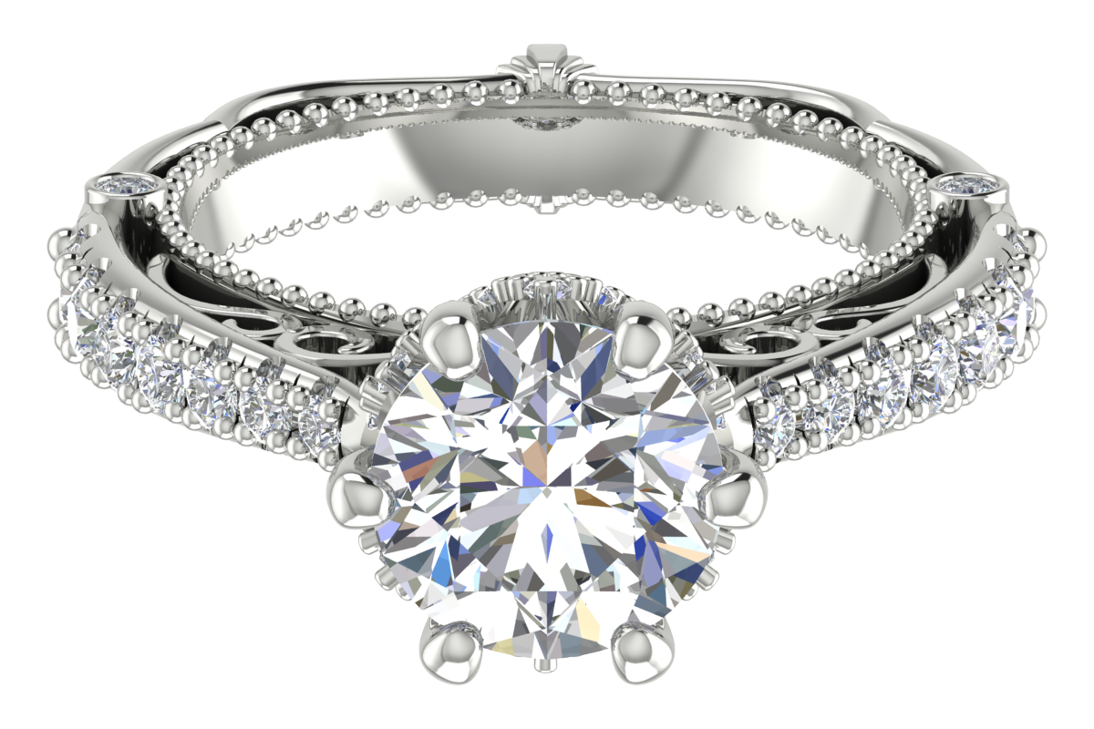 Silver Ring with 7.50mm Center Stone – Victorian Style
